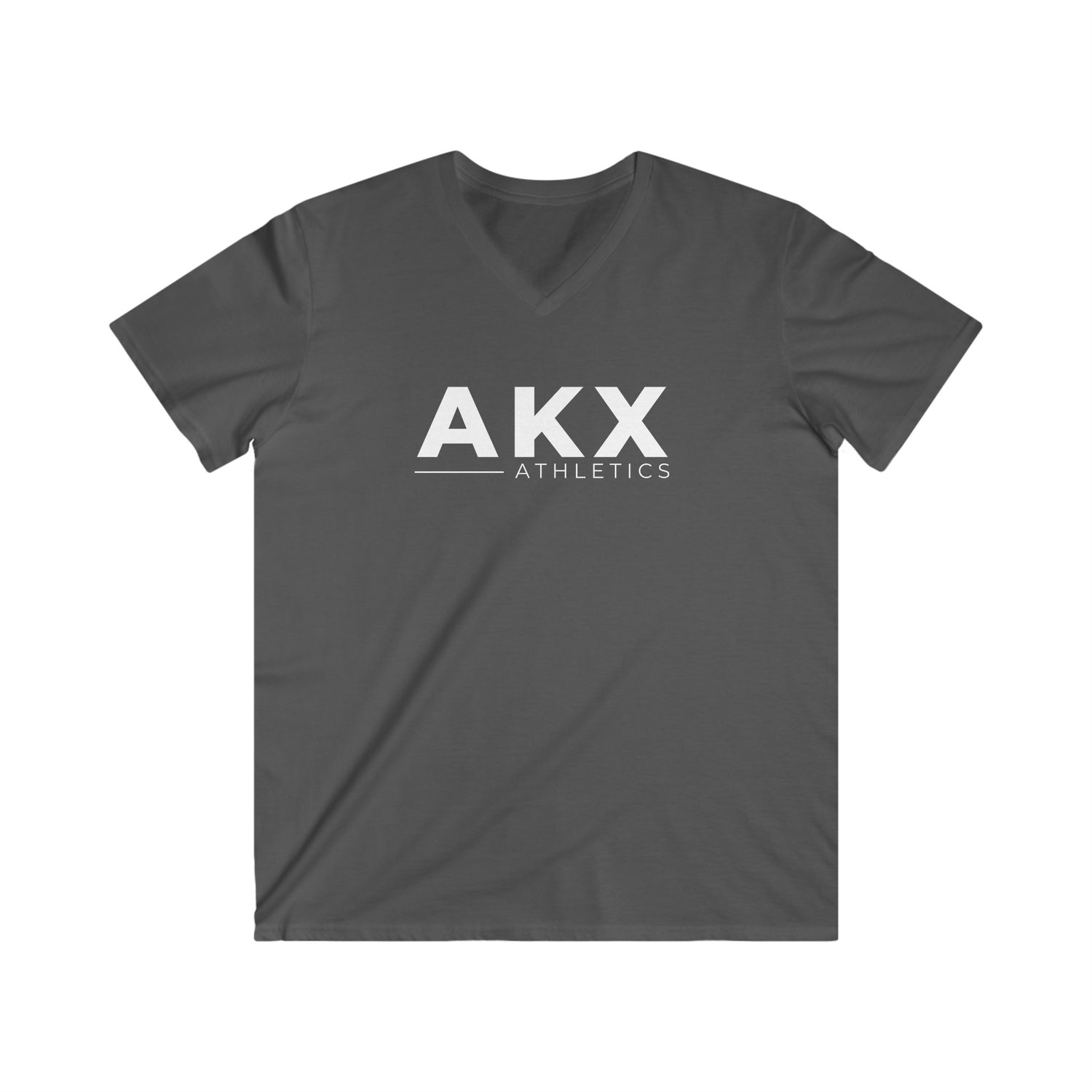 AKX Men's Fitted V-Neck (White Logo) Short Sleeve Tee