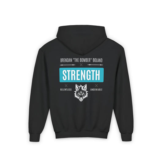 Youth Heavy Blend Hooded Sweatshirt - Future Black Belt & Strength Designs for Aspiring Martial Artists