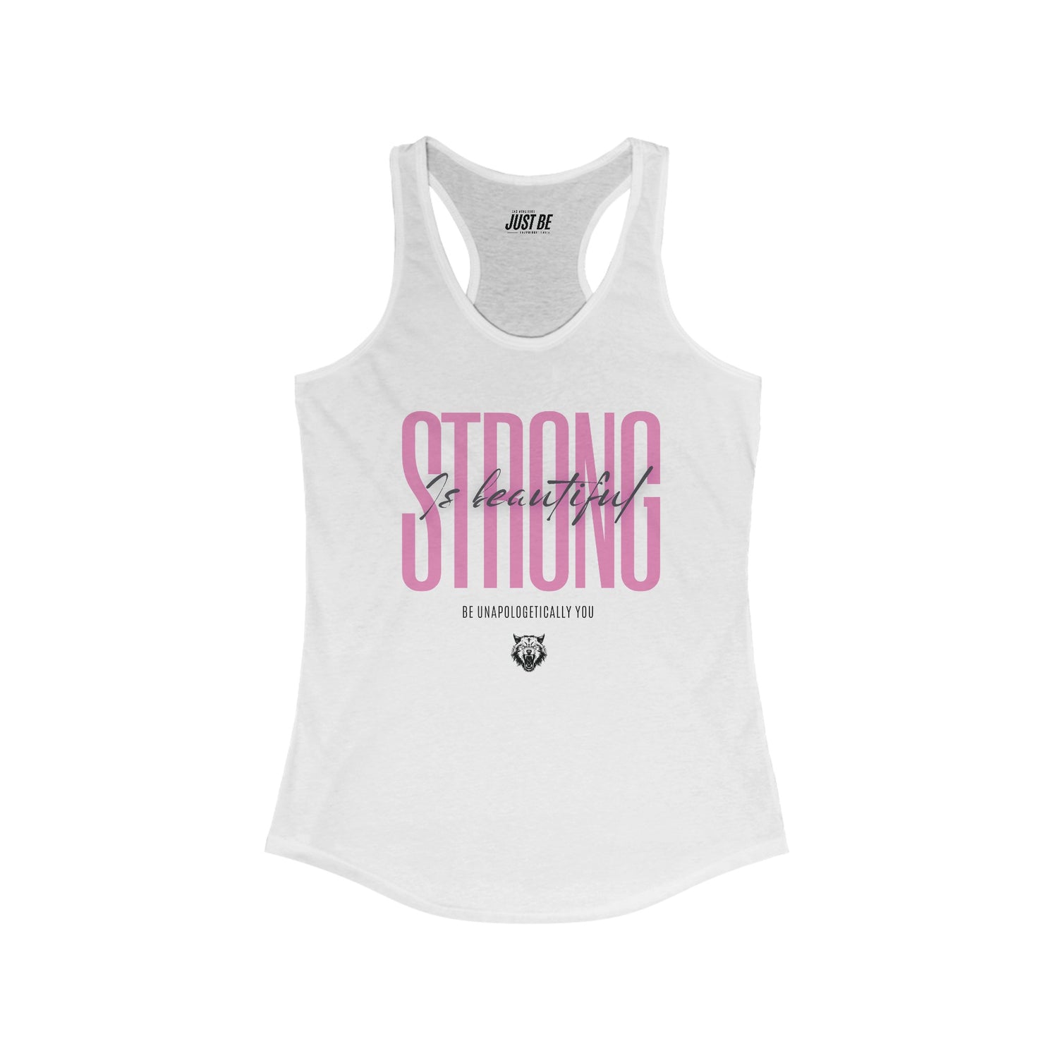 Strong Is Beautiful (Wolf Icon): Women's Racerback Tank