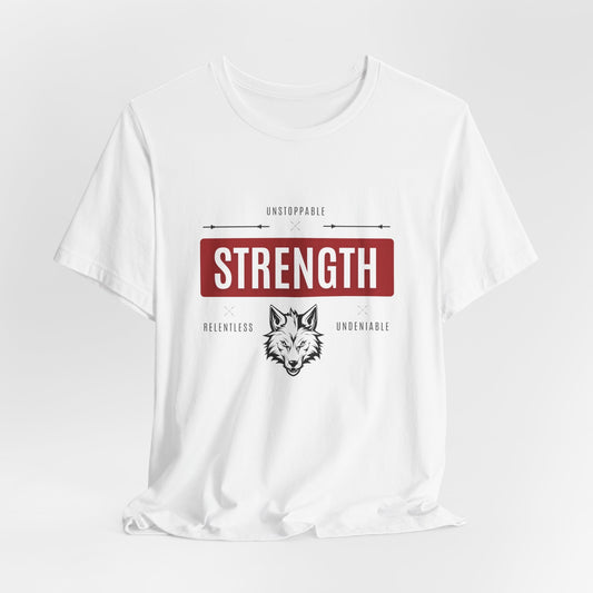 Strength Series: Red Wolf Unisex T-Shirt (Black Text)