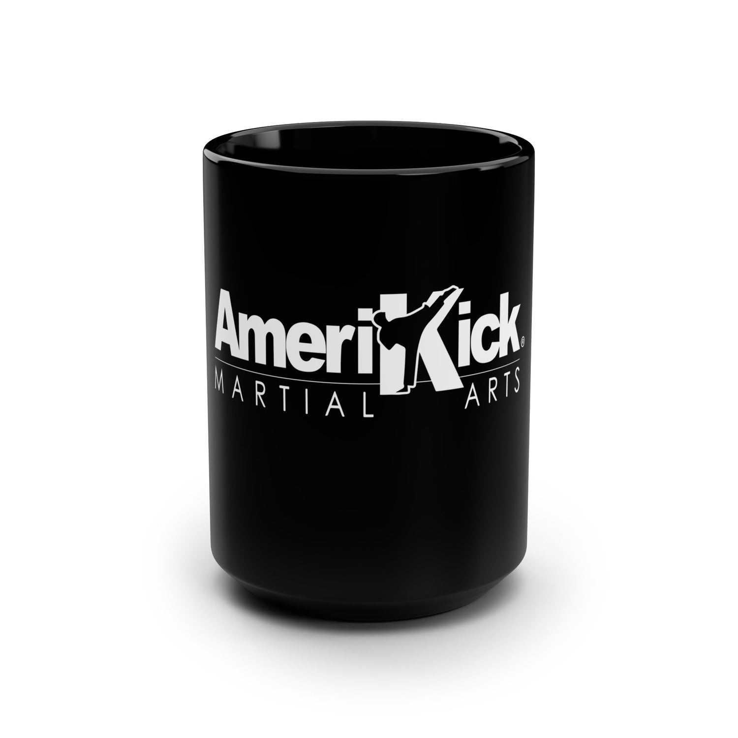 AmeriKick Martial Arts Black Mug - 15oz Durable Coffee Cup for Martial Arts Enthusiasts