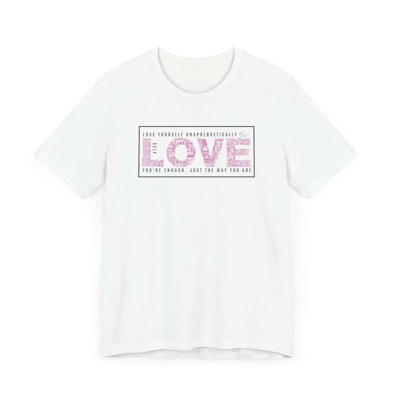 Self Love (Black & Pink Design): T-Shirt With Heart Design Back