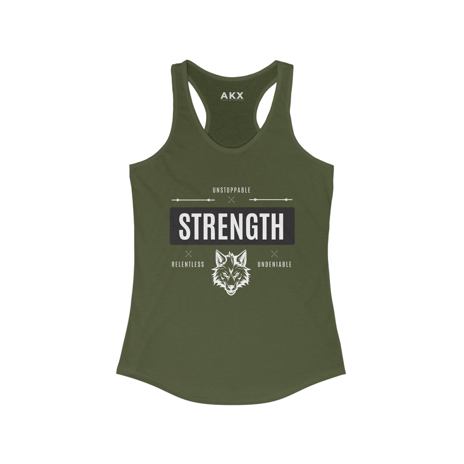 Strength Series: Wolf Motivation Women's Racerback Tank (Black Background )