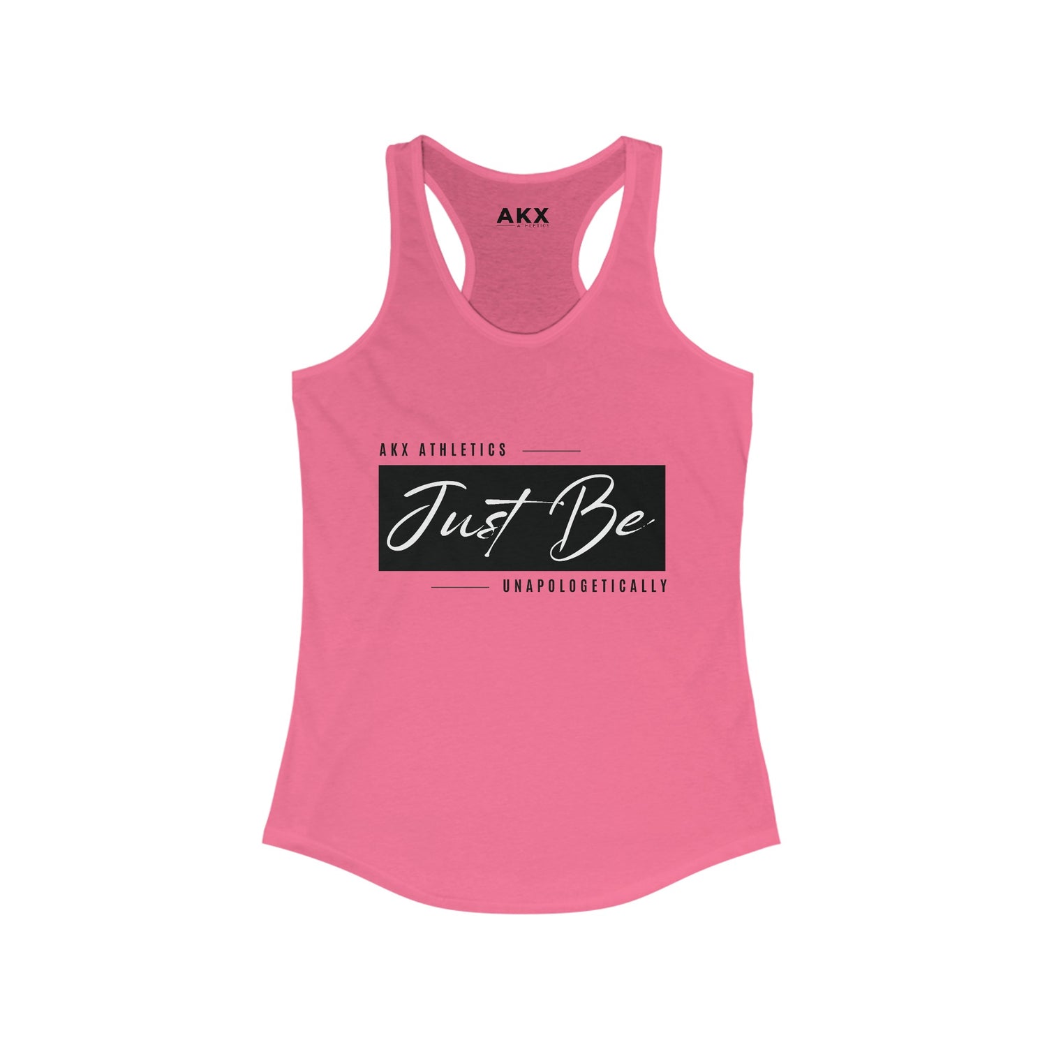 Just Be: Script Design (Light)Women's Racerback Tank (Black Background)