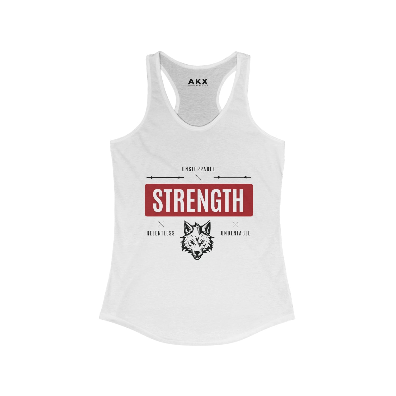 Strength Series: Wolf Motivation Women's Racerback Tank (Red Background)