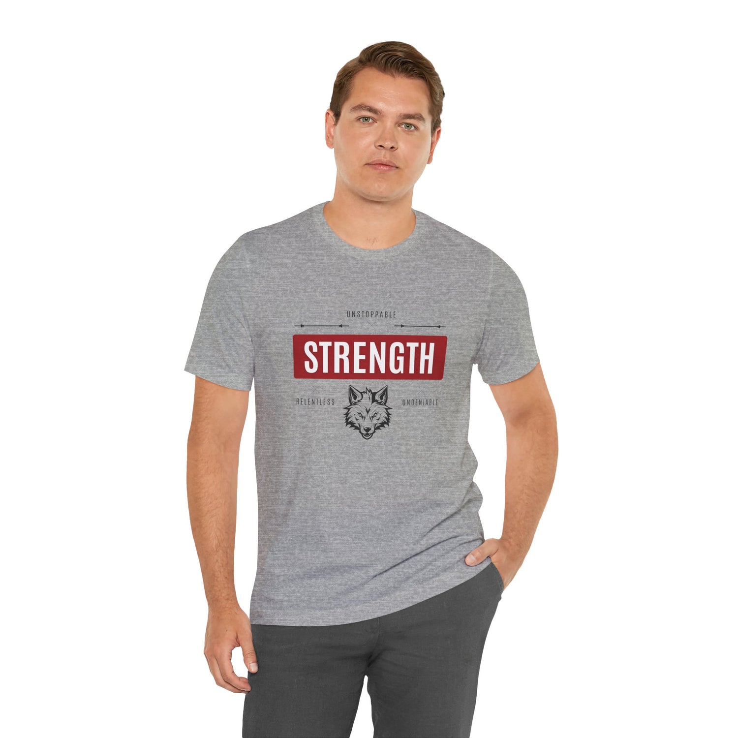 Strength Series: Red Wolf Unisex T-Shirt (Black Text)