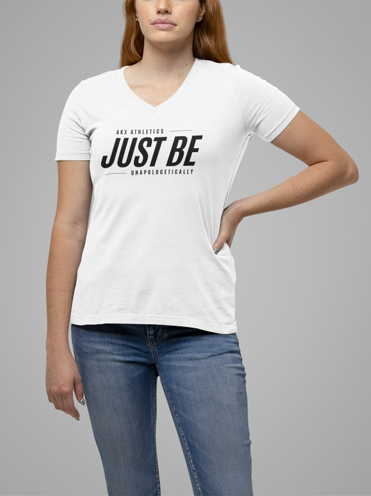 Just Be Minimal With Inspired Text: Unisex  V-Neck T-Shirt